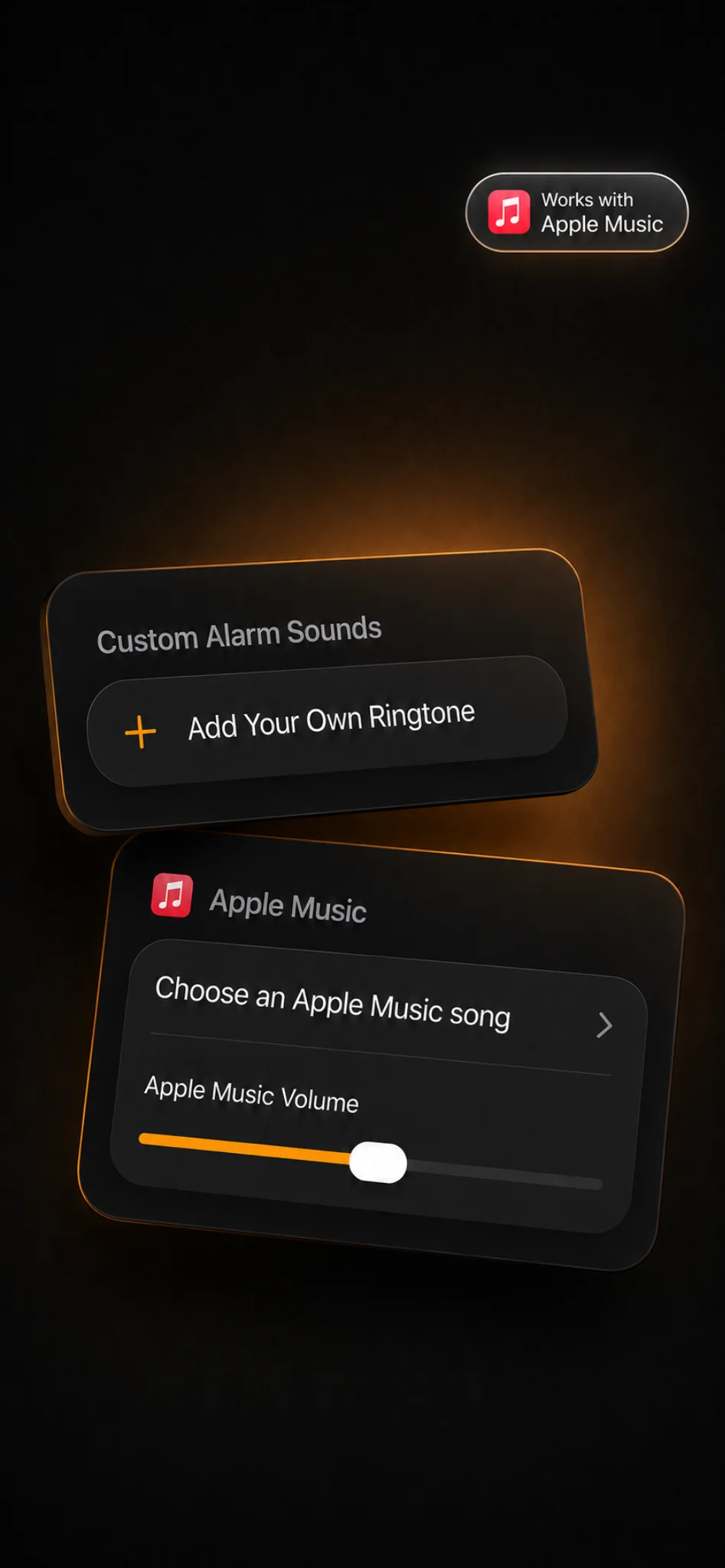 Glow Alarm custom alarm sounds and Apple Music options